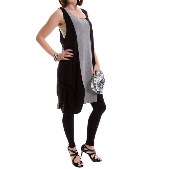 Lee Andersen NWT Grunge Rose Jumper Dress Black Grey Lagenlook Women's Medium - Picture 3 of 8